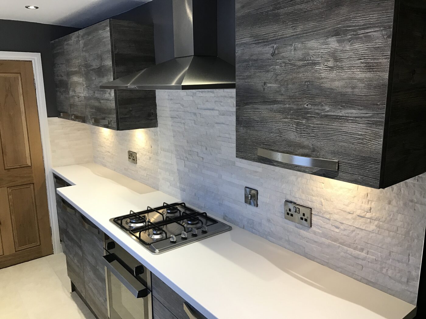 Kitchen detail with stone splashback